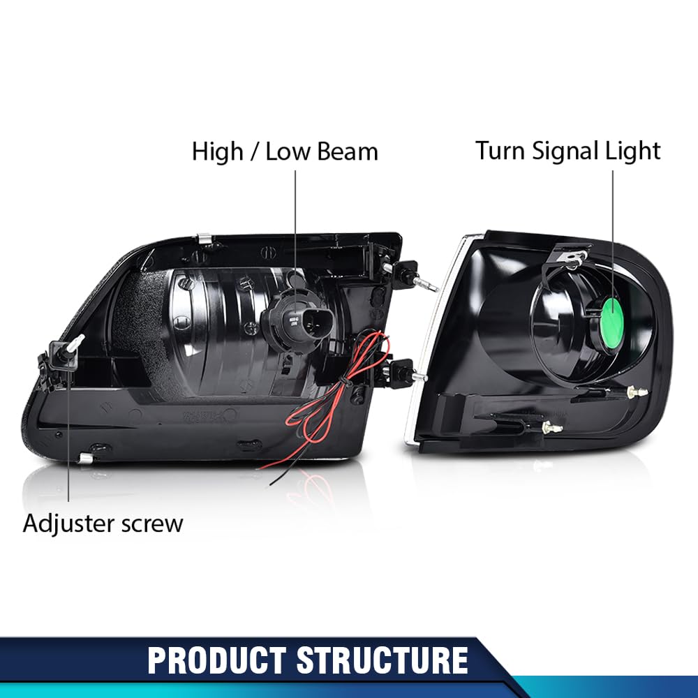 PIT66 LED DRL Headlights Assembly Fit Ford F150 1998-2003, F250 98-99