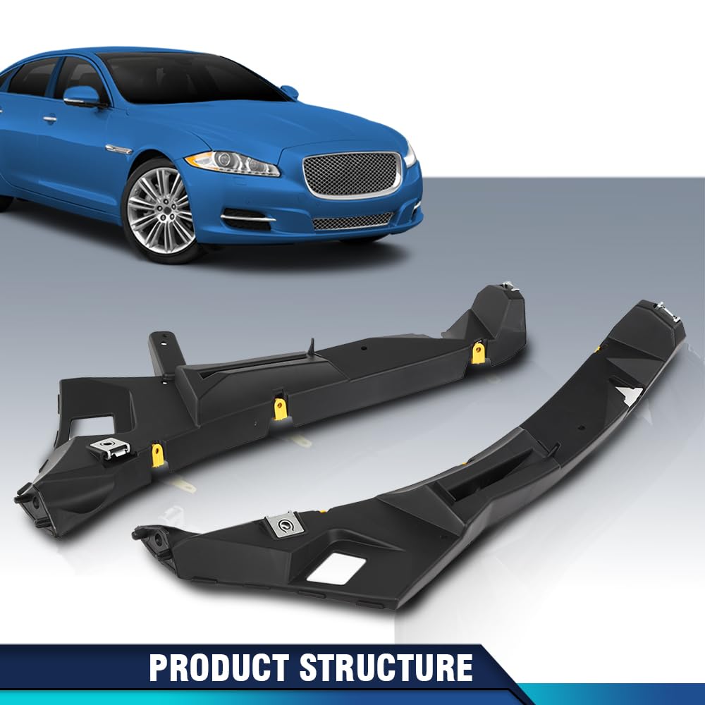 PIT66 Front Bumper Mount Bracket Support Holder Pair Compatible with Jaguar XJ 2010-2019 C2D43335, C2C39520, C2D43333, C2D2819 Black