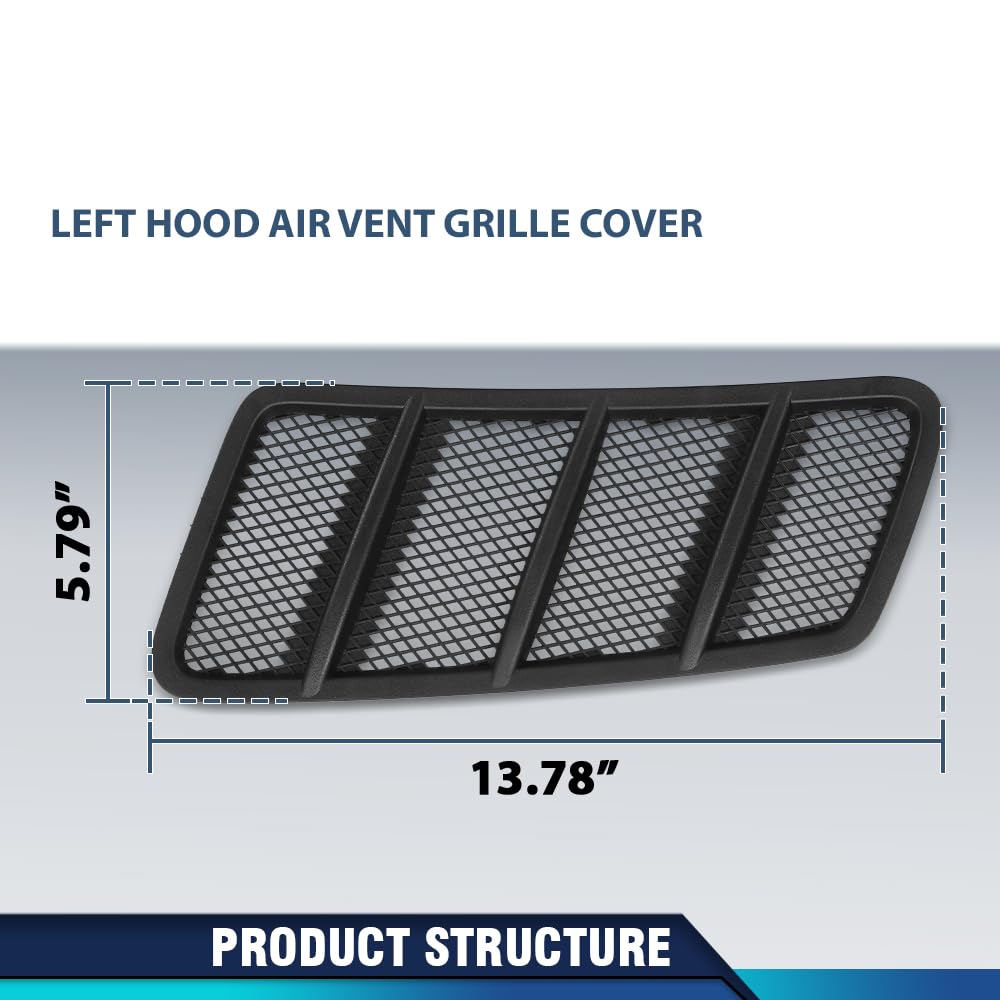 PIT66 Front Hood Air Vent Grille Cover Left Driver Side Compatible with Benz W166 GL GL350 GL450 GL550 GL63 AMG ML ML350 ML550 ML63 AMG 2012-2015 1668800105 Black PP
