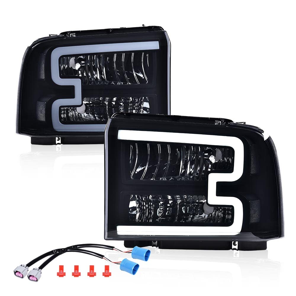 PIT66 LED DRL Headlights Fit 2005-2007 Ford F250 F350 F450 F550 Super Duty