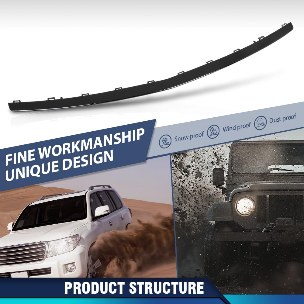 PIT66 Front Bumper Molding Trim, MB1044133 Glossy Black