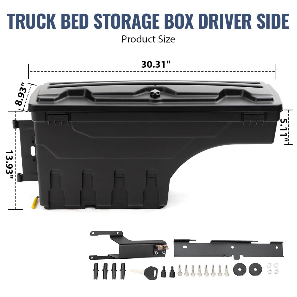 PIT66 Lockable Truck Bed Storage Box Fit Ford F250 F350 2017-2023 Left