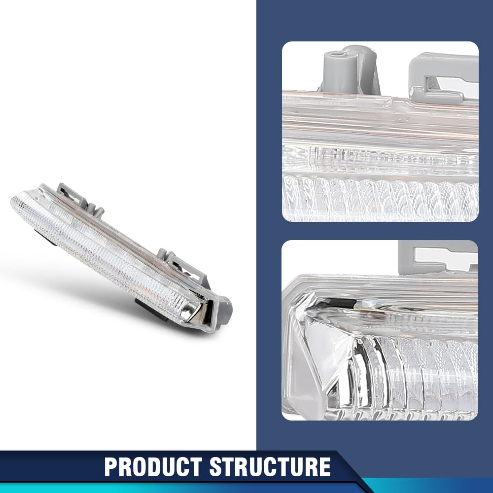 PIT66 LED DRL Fog Light Daytime Running Light Compatible with Benz C250 C350 SLK250 2012-2015/ E350 E550 E63 AMG 2012-2013, Fit for Models With AMG Styling Package Fog Lamp 2049069000, MB2563105