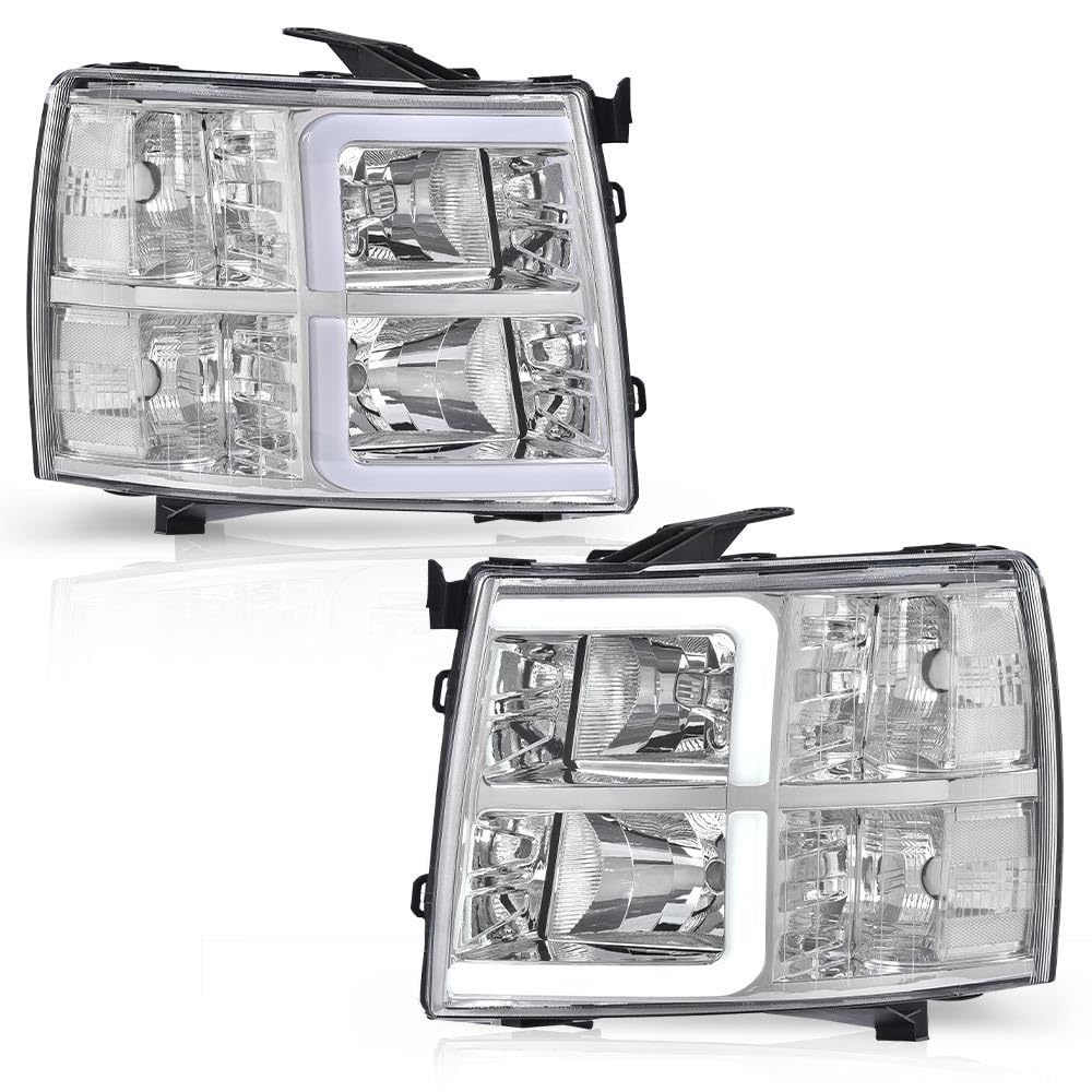 PIT66 LED DRL Headlights Fit 2007-2013 Silverado 1500, 07-14 2500 3500 HD