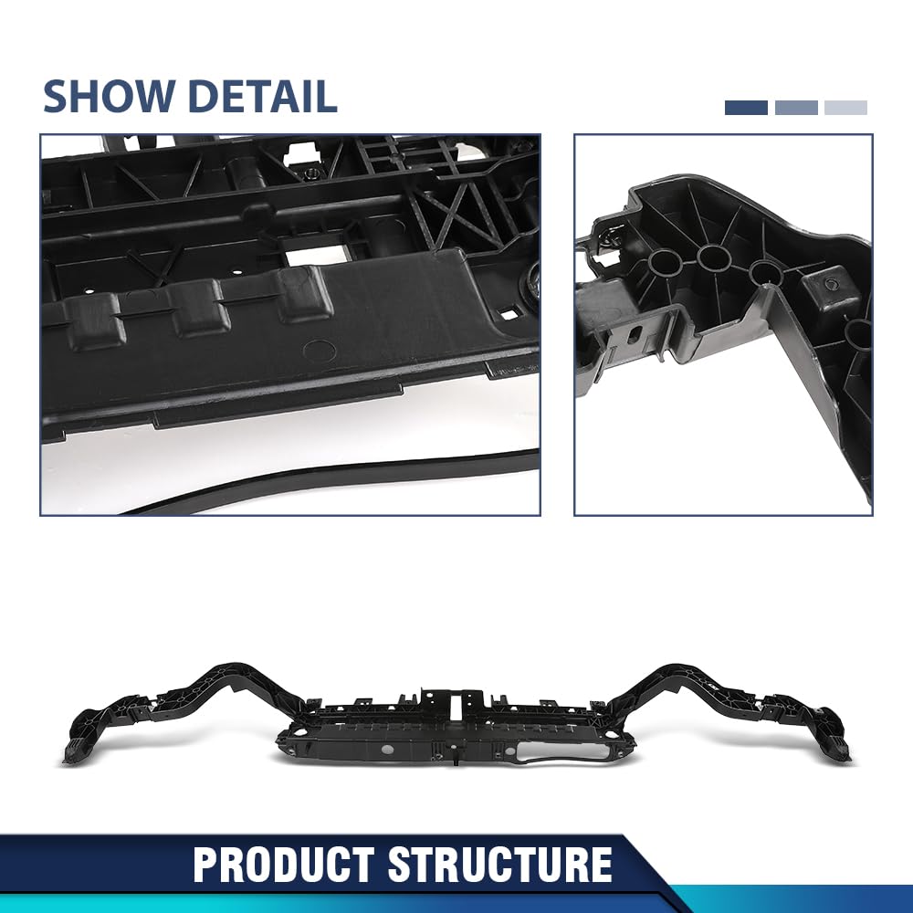 PIT66 Upper Radiator Support Core Compatible with Ford Edge (submodel: SE, SEL, ST, Titanium) 2019-2024 KT4Z16138C, FO1225260 Black PP