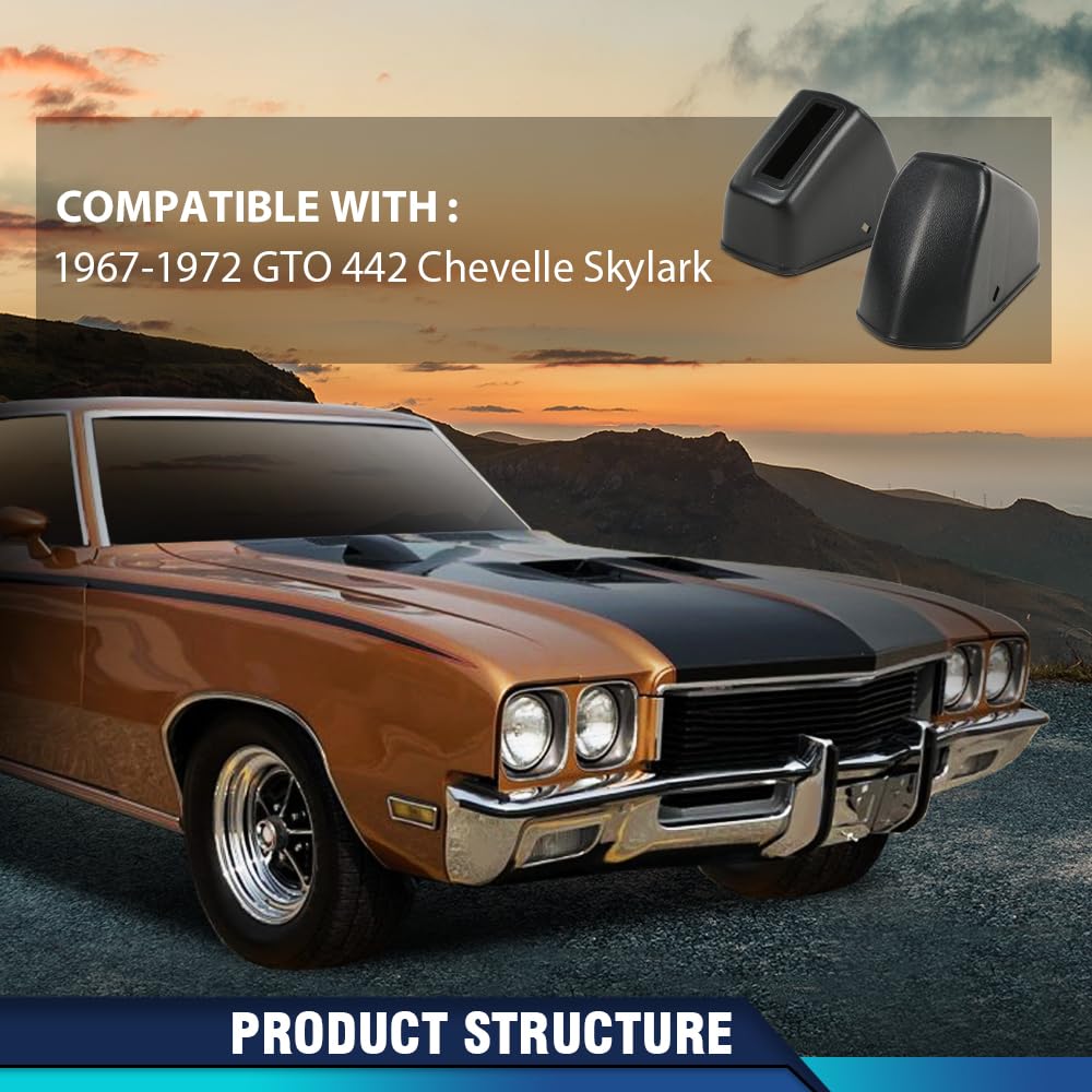 PIT66 Front Bench/Bucket Seat Belt Retractor Covers Compatible with 1967-1972 A-body Chevelle, GTO, 442, GS/Fit 1970-1972 Monte Carlo and 1969-1972 Grand Prix