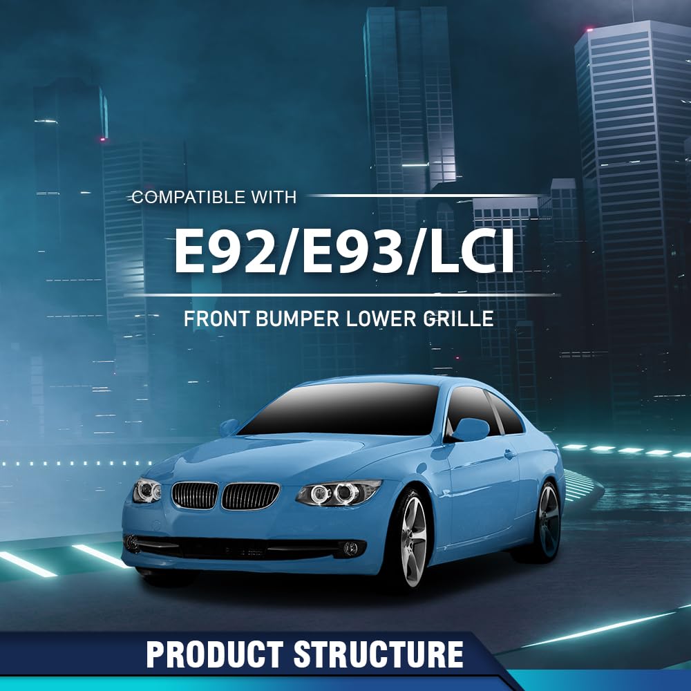 PIT66 Front Bumper Lower Grille Center Fit BMW 3 Series E92 E93 LCI/Facelift Coupe/Cabrio 2011-2013, Not Fit for M/Sport-Packages, Fit BMW 335is 328i 335i xDrive Base 2011-2013 51117227889 Black PP