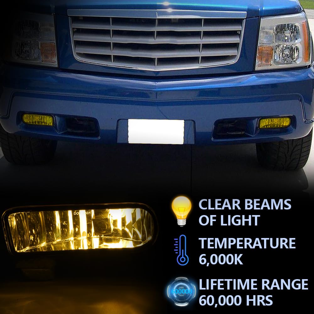 PIT66 Front Bumper Fog Lights Compatible with 2002-2006 Cadillac Escalade
