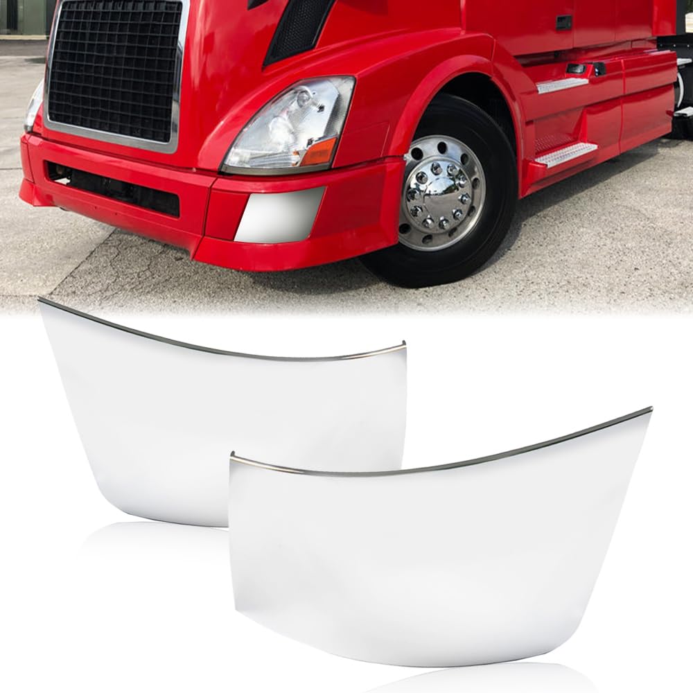 Headlight Molding Trim Side Bumper Chrome Trim, Compatible with 2004-2015 Volvo VNL 300 430 630 670 730 780 1 Pair Of Right Passenger & Left Driver Side Bumper Extension Corners Chrome Trim