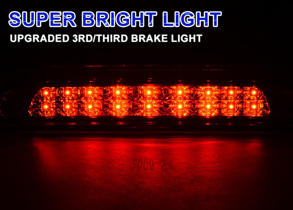 PIT66 LED 3rd Brake Light, Compatible with 07-16 Toyota Tundra High Mount Stop Parking Light Third Brake Cargo Lamps Red Lens Chrome Housing