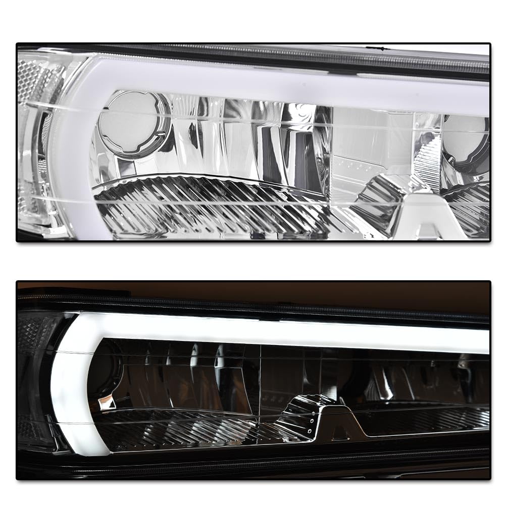 PIT66 LED DRL Headlights Assembly Front Headlamp Fit 2004-2012 Chevy Colorado&GMC Canyon/Fit 2006 Isuzu i-280 i-350/07-08 Isuzu i-290 i-370 Clear Lens Chrome Housing Clear Reflector