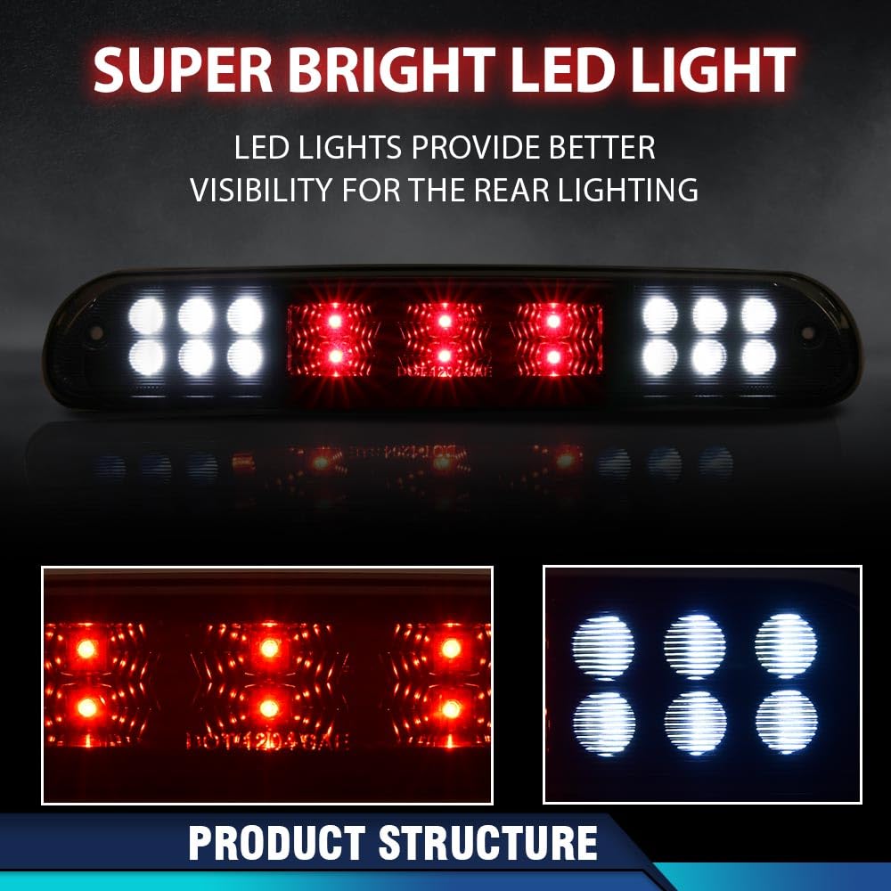 PIT66 LED 3rd Third Brake Light Stop Lamp Compatible with 1999-2016 Ford F250 F350 F550 F450 Super Duty/Fit for 1995-2003 Ford Ranger Black CC3Z13A613A, CC3Z13A613B, F47Z13A613A, YC3Z13A613BA