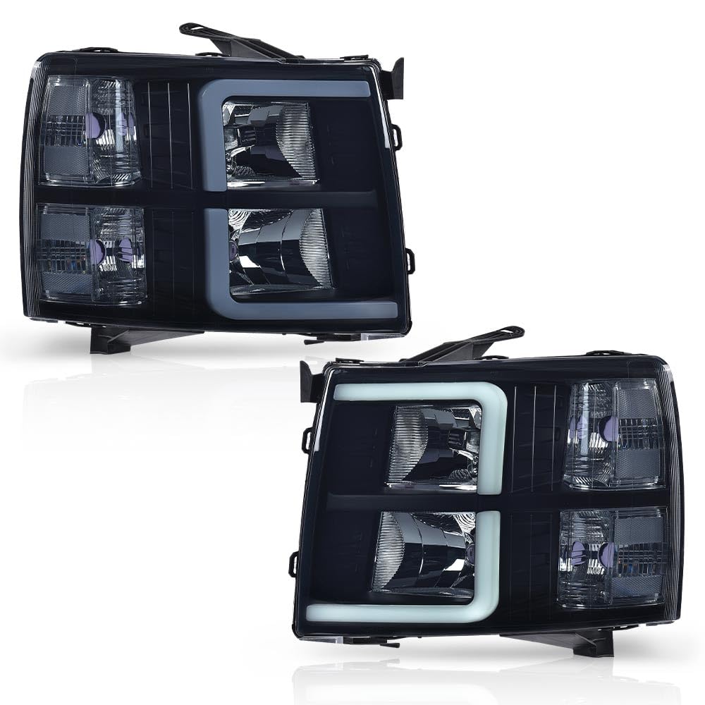 PIT66 LED DRL Headlights Fit 2007-2013 Chevy Silverado 1500/2500/3500 HD
