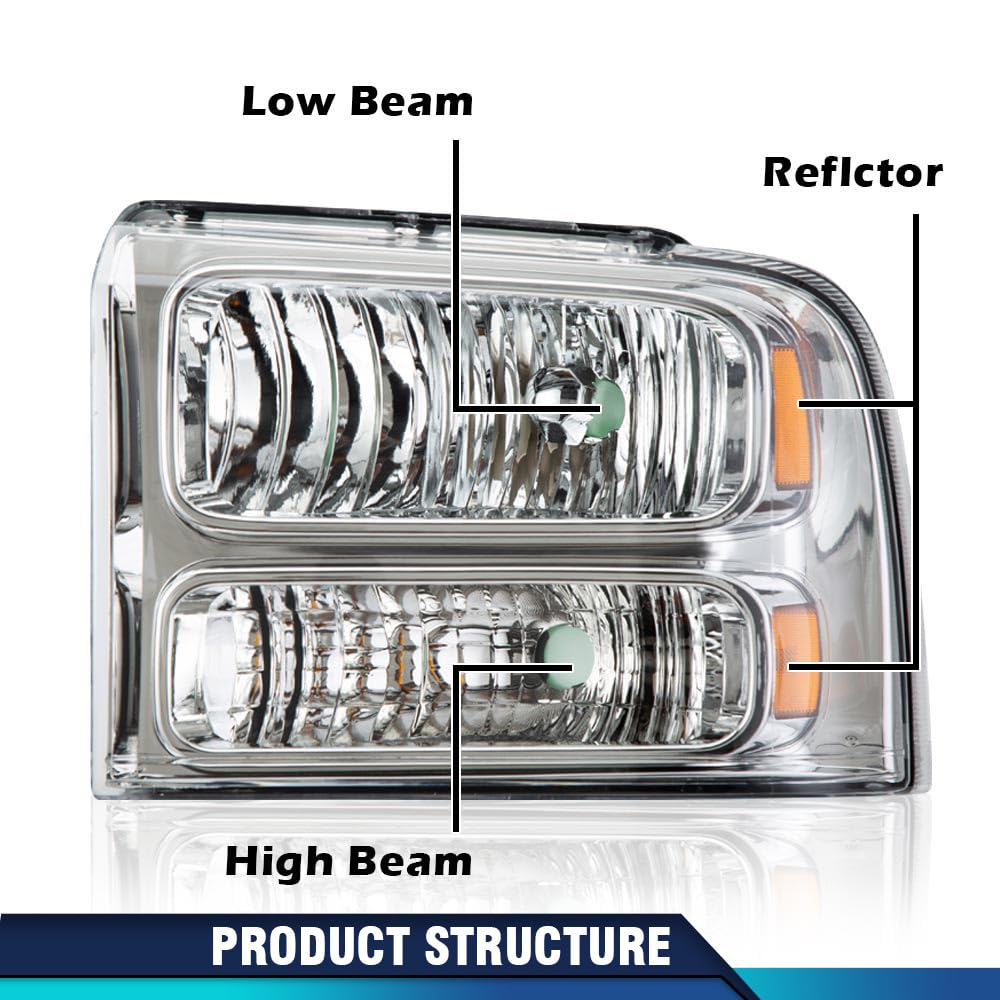 PIT66 Headlights Assembly Fit 2005-2007 Ford F250 F350 F450 F550 Super Duty