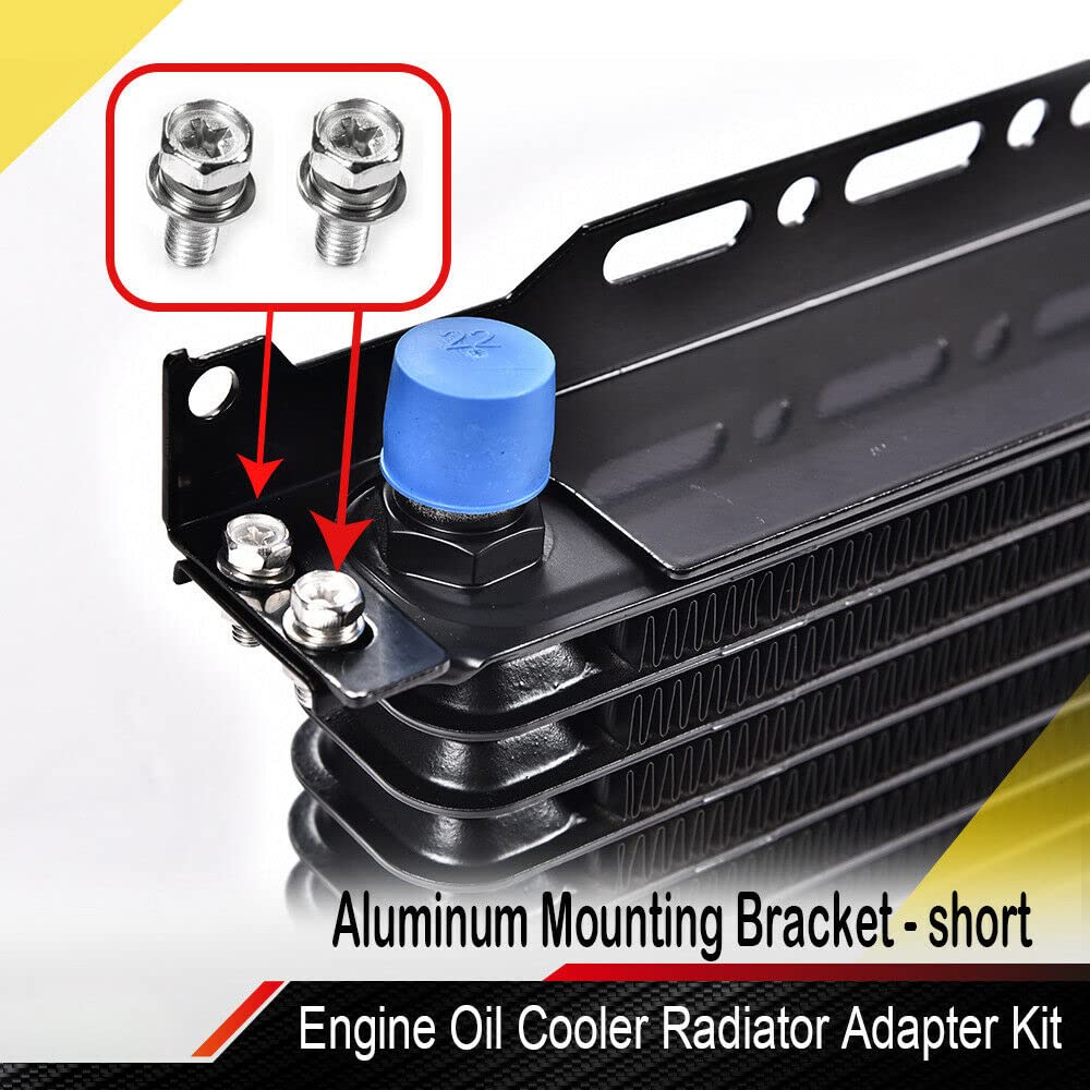 PIT66 340MM Aluminum Mounting Bracket Engine Oil Cooler Radiator Adapter Kit Compatible with Japanese Model（Universal Short-Style，Oil Cooler Not Include ）