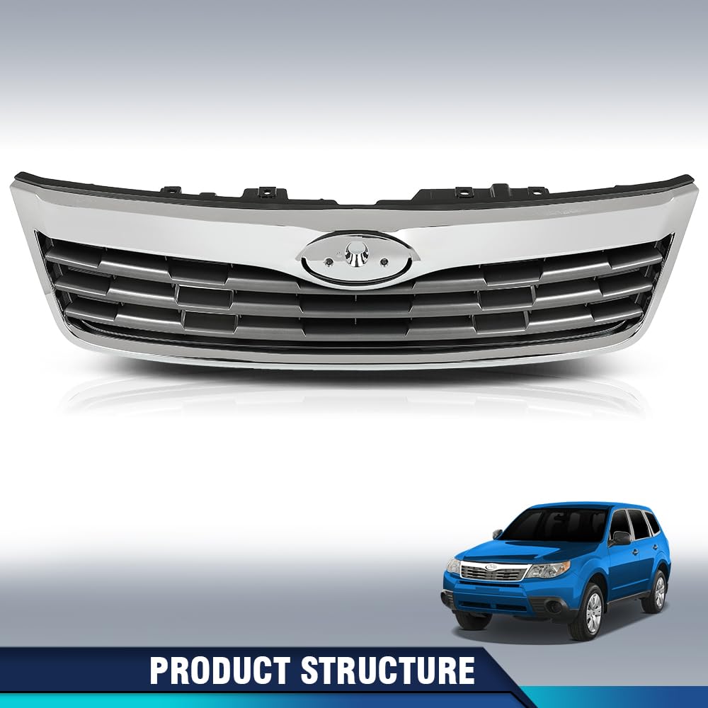 PIT66 Chrome Front Grille Grill Fit Subaru Forester 2009-2010