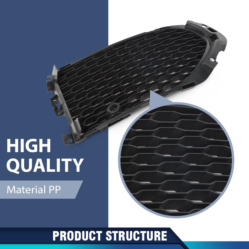 PIT66 Fog Light Cover Front Right Side Compatible with Jaguar F-Pace First Edition 2017, Fit Jaguar F-Pace (submodel: R-Sport, S) 2017-2020, Fit Models with Open Side Mesh T4A6215, JA1039106 Black