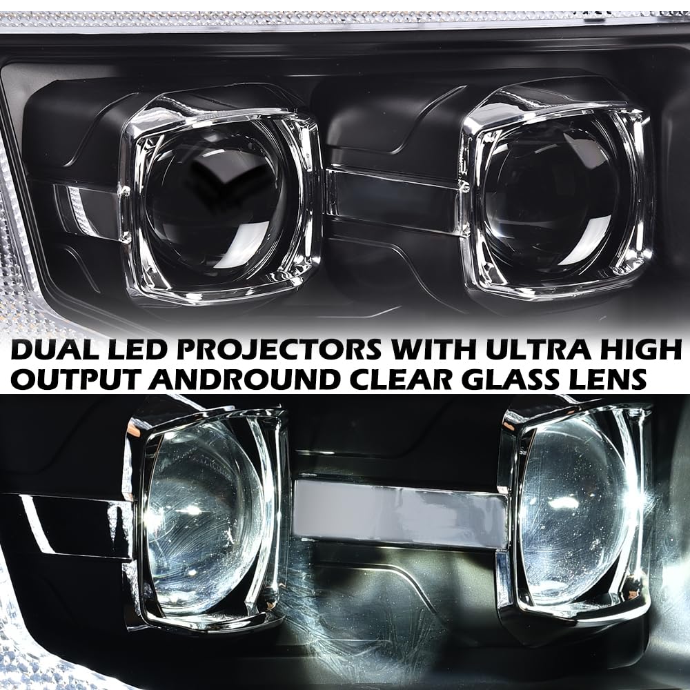 PIT66 Dual Convex LED Projector Headlights Assembly Fit 2009-2014 Ford F150
