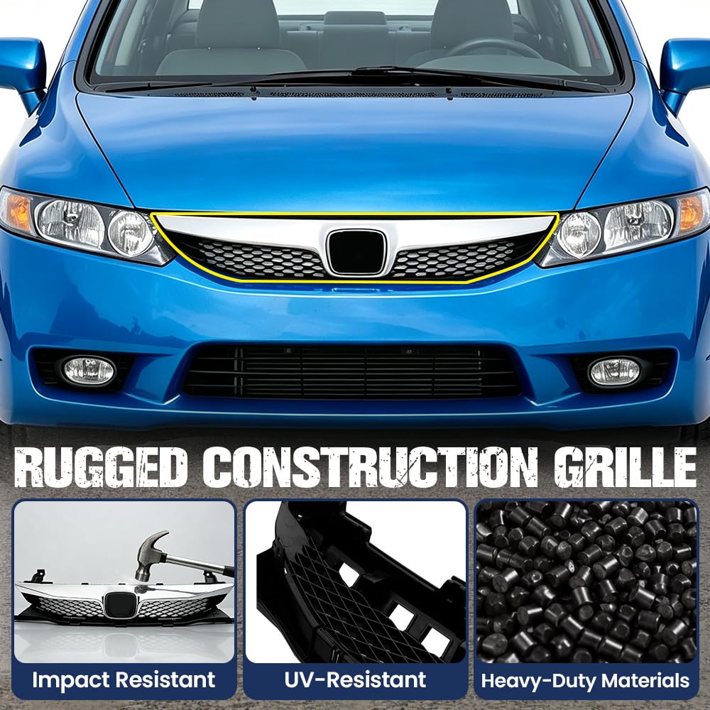 PIT66 Front Bumper Upper Grill Grilles Fit Honda Civic Sedan 2009-2011