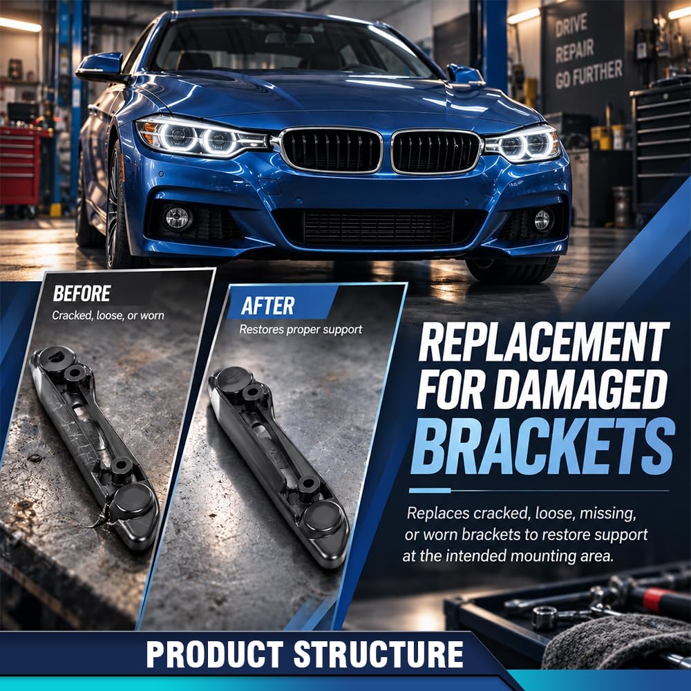 PIT66 Front Bumper Cover Bracket Black Pair Fit BMW F30 2012-2019