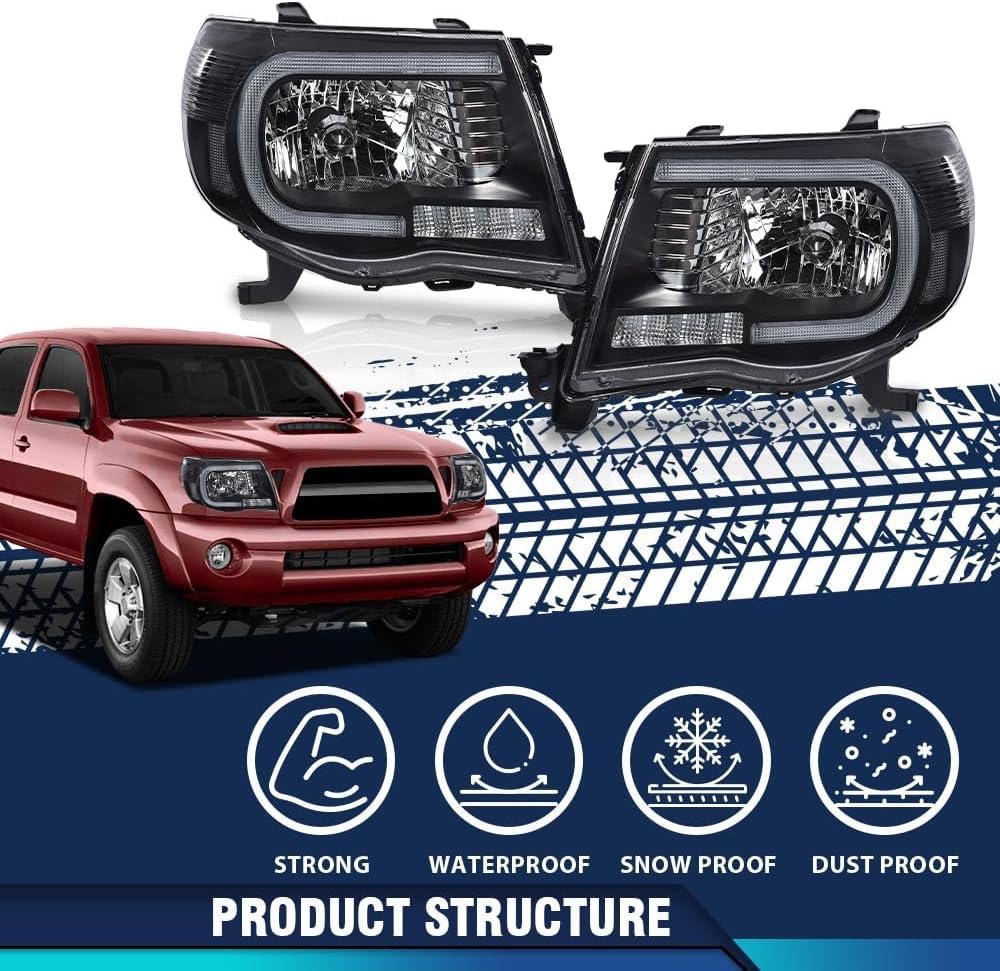 PIT66 Headlights Assembly Fit 2007-2013 Toyota Tundra, 08-17 Sequoia