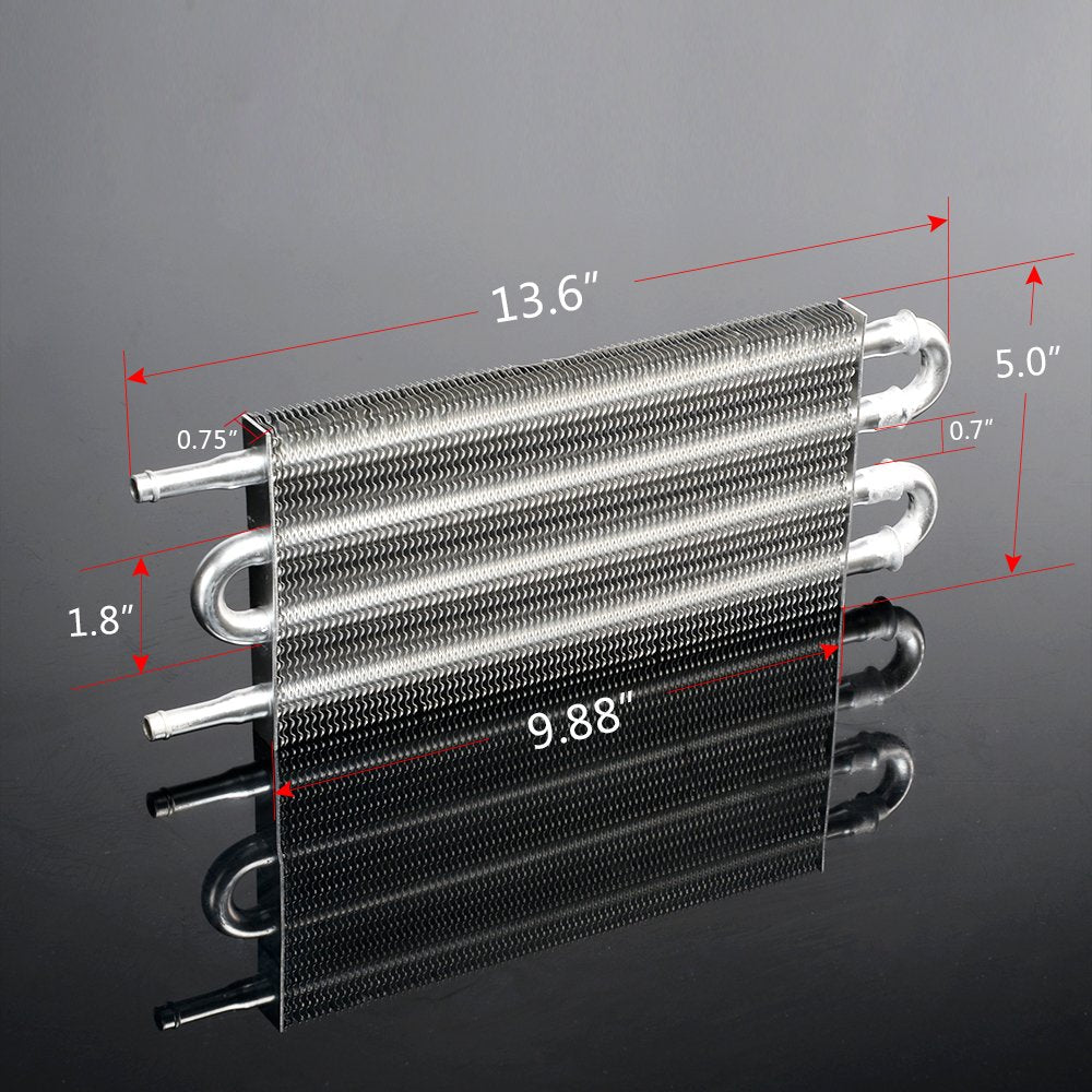 PIT66 4 Row AN6 Aluminum Engine Transmission Racing Oil Cooler, Compatible with Universal Car Truck Trans Full, with Mounting Kit, Silver