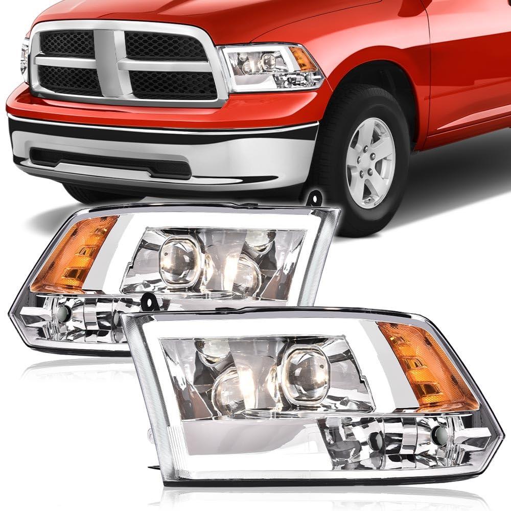 PIT66 Convex LED Projector Headlights Assembly Fit 2009-2012 Dodge Ram