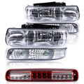 PIT66 LED 3rd Third Brake Light & Headlights Assembly Fit Chevy Silverado & GMC Sierra 1500 2500HD 3500 1999-2006 Clear & Red Lens 12210025R, 12210025LCAPA, 1221-0025R-CAPA, GM2502187