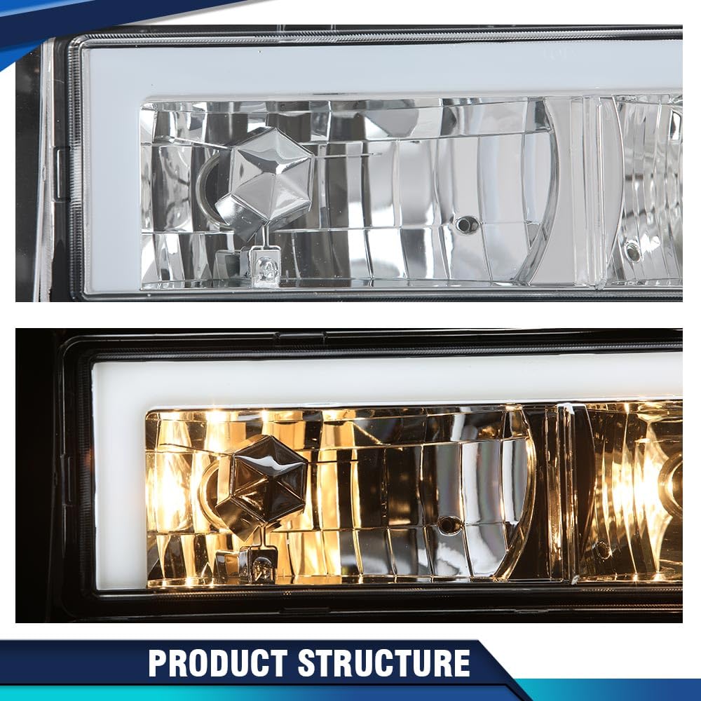 PIT66 LED DRL Headlight Assembly Fit 1994-1998 Chevy C10 C/K 1500 2500 3500