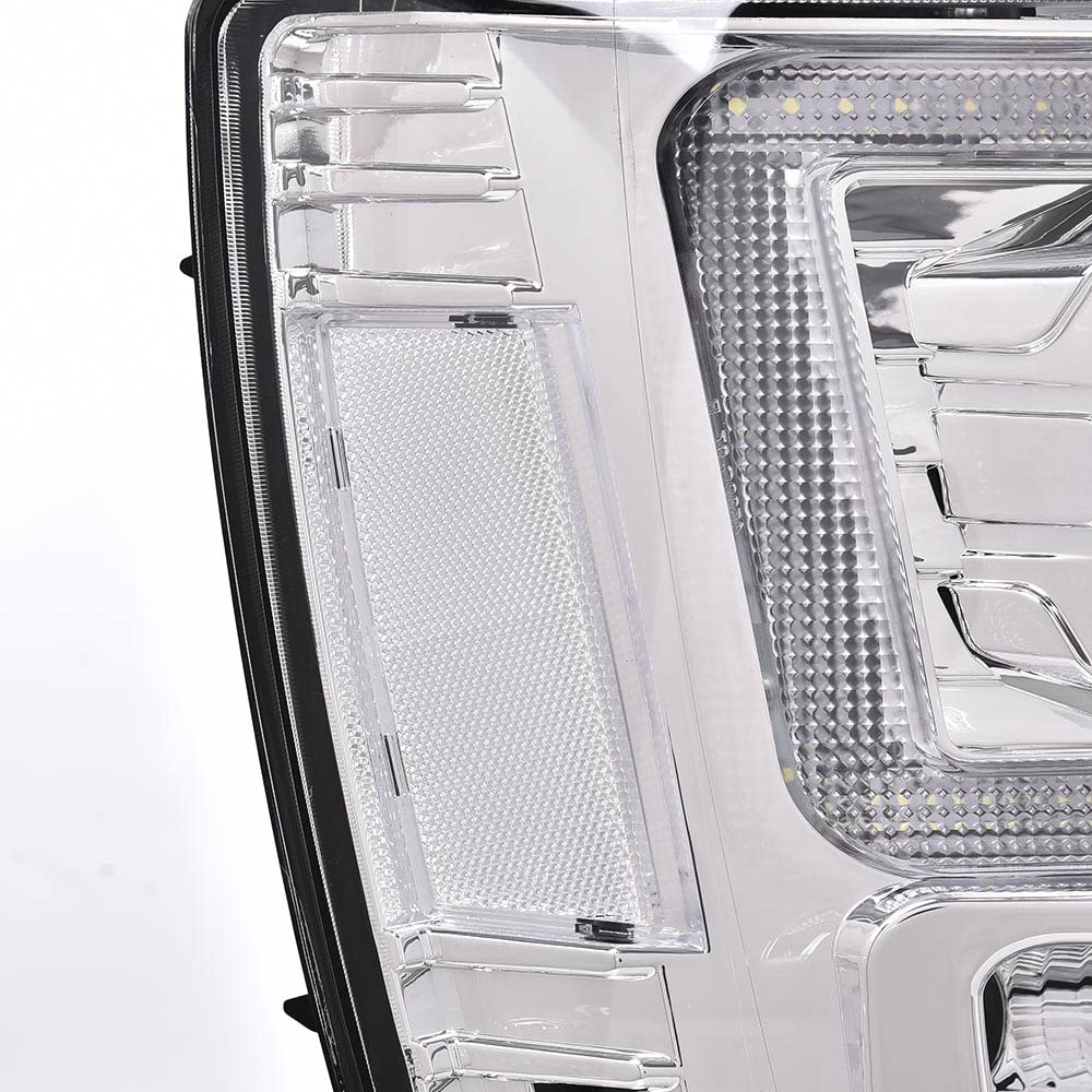 PIT66 LED Tube Dual Projector Headlight Assembly Compatible with 2007-2013 Chevy Avalanche Suburban 2500/2007-2014 Tahoe Suburban 1500, Smoke Lens Chrome Housing Clear Reflector