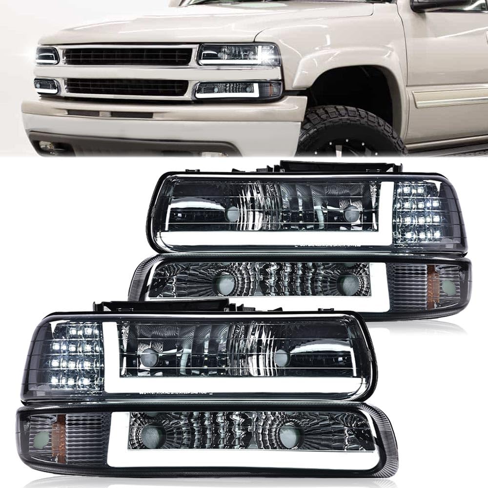 PIT66 LED DRL Headlights Fit 1999-2002 Chevy Silverado 1500/2500/3500 HD