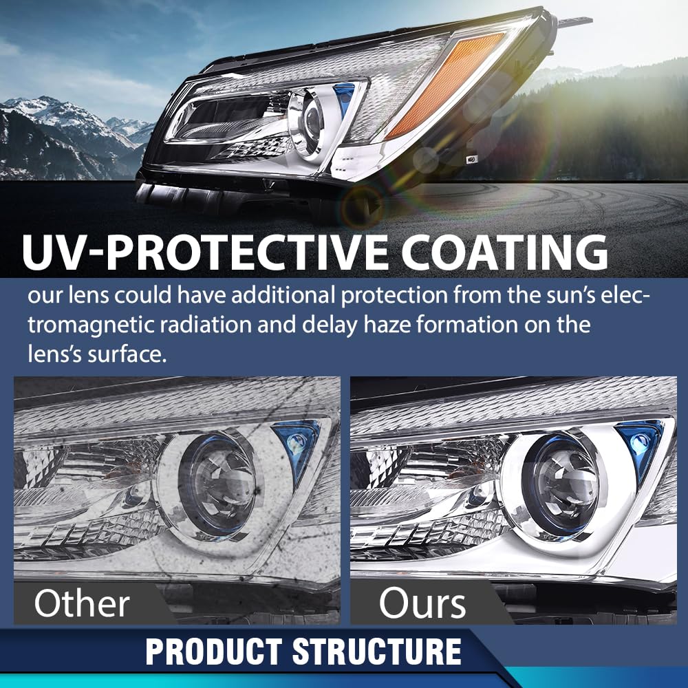 PIT66 Halogen LED Projector Headlight Assembly Lamp Compatible with Buick LaCrosse 2014 2015 2016 (Not Compatible with w/Factory HID Headlights) Headlamp Replacement 26672547, 26200187 Driver Side