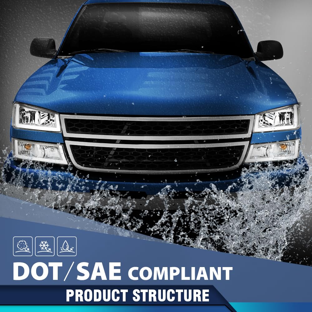PIT66 LED Headlights Assembly Pair Fit 2003-06 Chevy Silverado Avalanche HD
