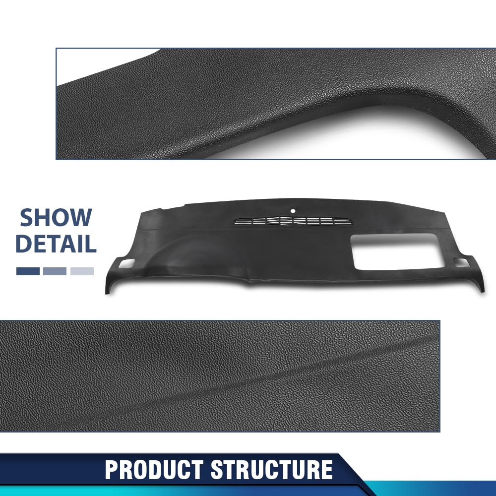 PIT66 TPE Dash Cover Compatible with Chevy Tahoe Suburban/GMC Yukon XL 2007-2014, Fit Chevy Avalanche Silverado/GMC Sierra 2007-2013, Fits Models Without Dash Speaker & Amp Black