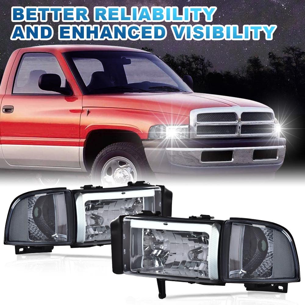 PIT66 LED Headlights Assembly Fit 1994-2001 Dodge Ram / 2500 3500 1994-2002