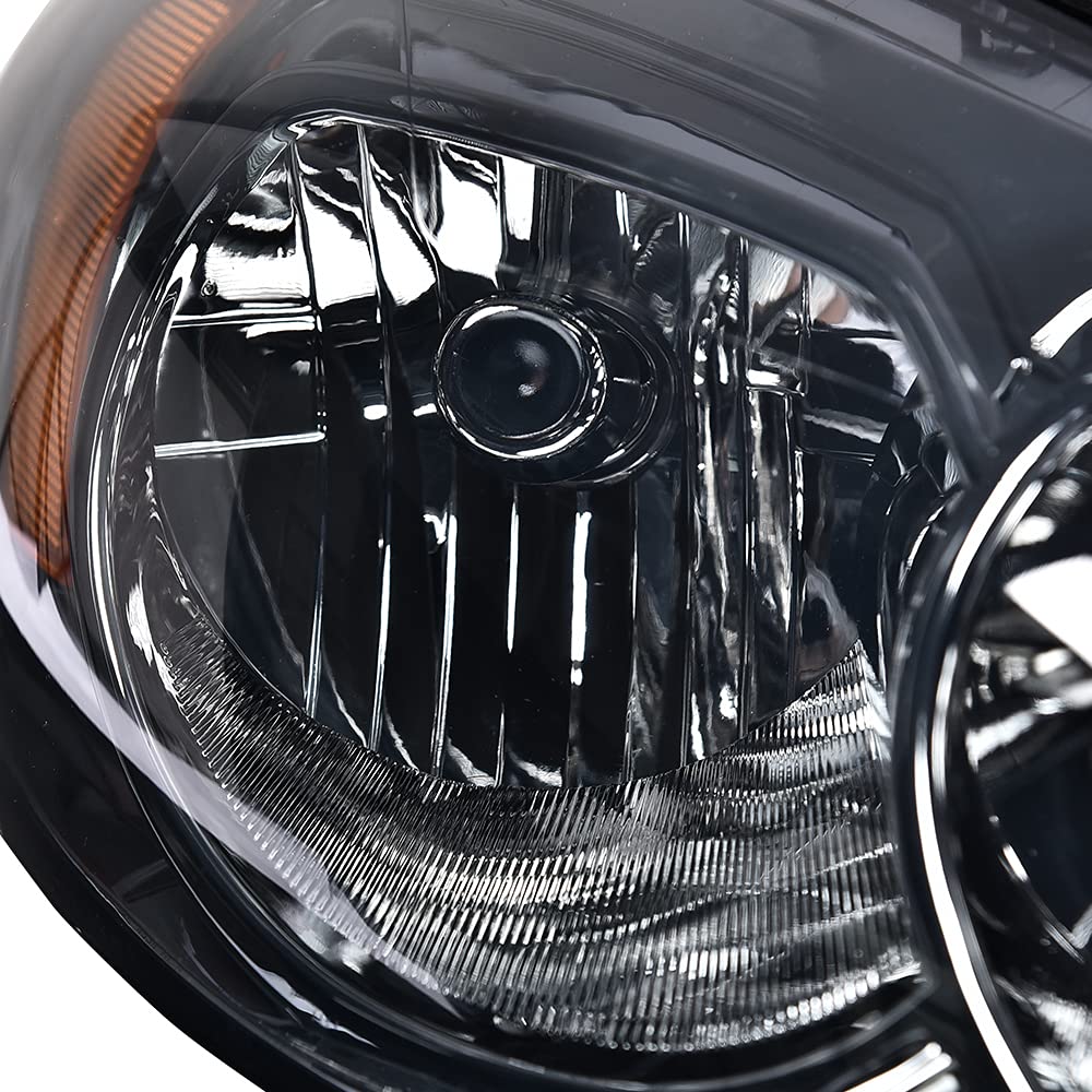 PIT66 Headlight Assembly Compatible with 06-13 Chevy Impala / 14-16 Impala Limited / 06-07 Chevy Monte Carlo Halogen Headlamps Assembly Accessories Smoky lens Chrome Housing Amber Reflector