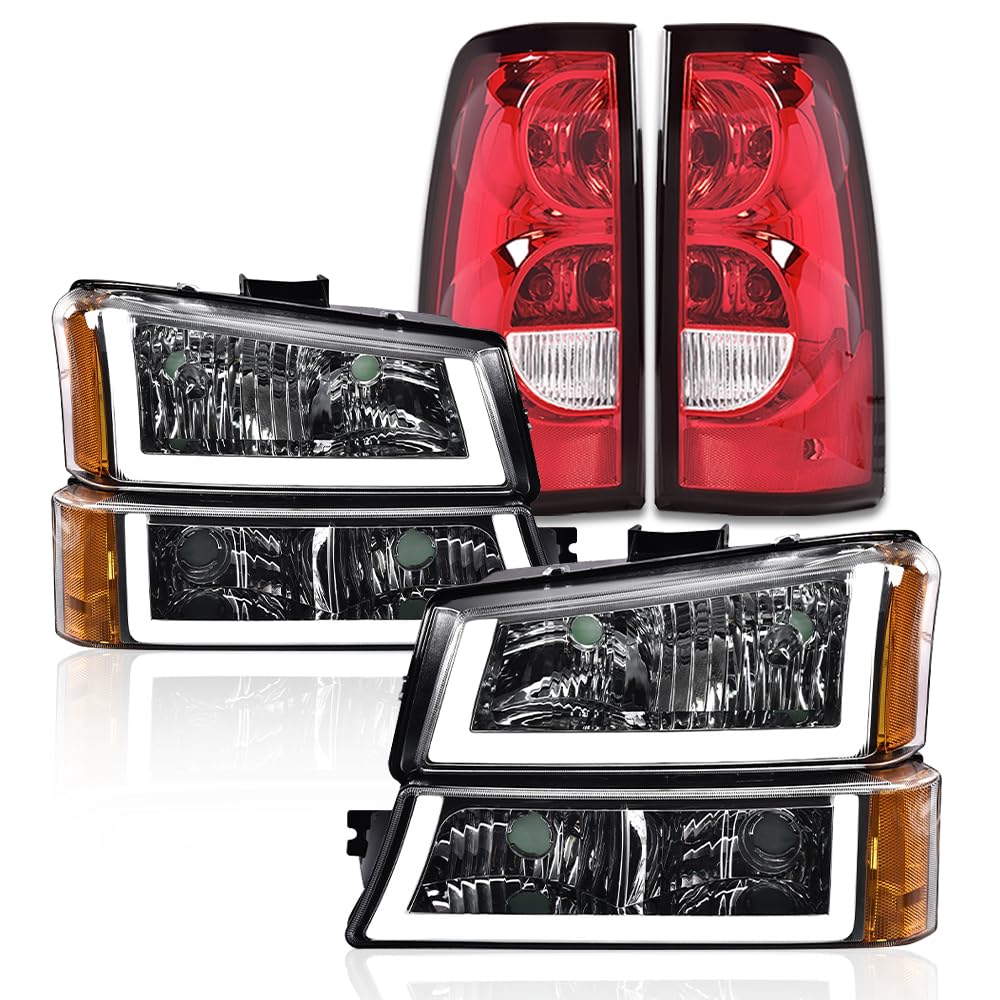 PIT66 LED Headlights Assembly & Tail Lights Fit 2003-2006 Chevy Silverado
