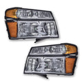 PIT66 Headlight Assembly Compatible with 2004-2012 Chevy Colorado/04-12 GMC Canyon/06 Isuzu i-280 i-350/2007-2008 Isuzu i-290 i-370 Smoke Lens Chrome Housing Amber Reflector Halogen Headlamp