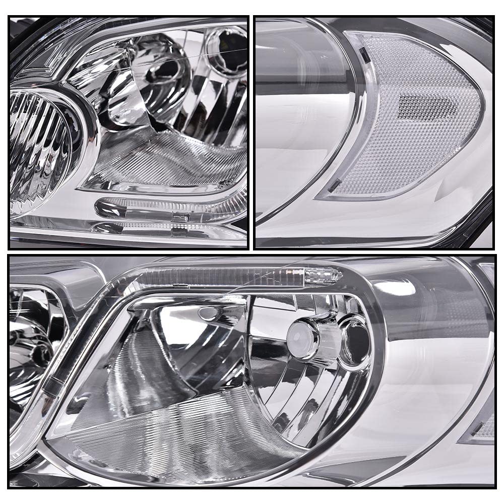 PIT66 LED DRL Headlight Assembly Headlamp Compatible with Chevy Impala 2006-2016, Fit Chevy Monte Carlo 2006-2007 25958359, 25958360 Clear Lens Chrome Housing Clear Reflector