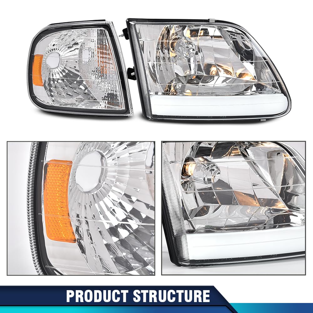 PIT66 LED Headlights Assembly Fit 1998-2003 Ford F150