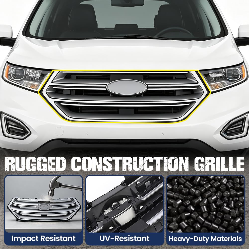 PIT66 Chrome Front Upper Bumper Grille Fit Ford Edge 2015‑2018