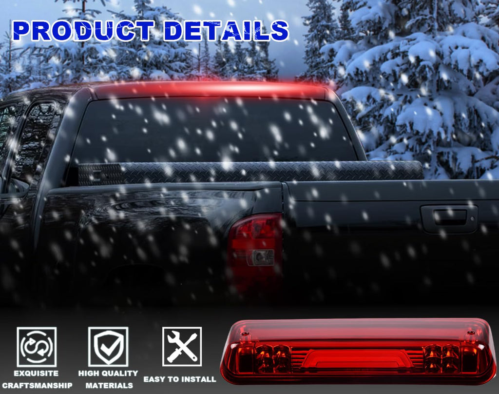 PIT66 LED 3rd Brake Light, Compatible with 07-10 Ford Explorer Sport Trac/04-08 Ford F150 Lobo/06-08 Lincoln Mark LT Third Brake Stop Lamp Light Red Lens Black Housing