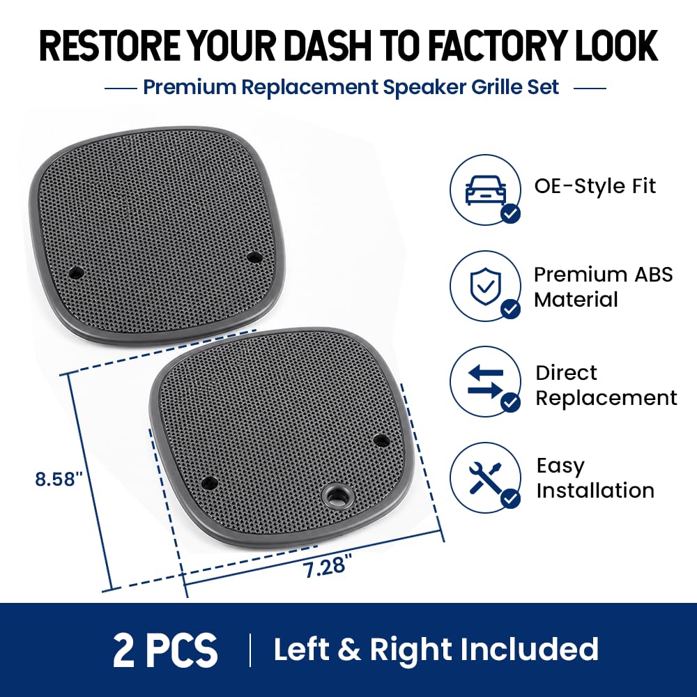 PIT66 Front Upper Dash Speaker Grille Covers Fit Chevy S10 1998-2004, 2PCS