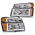 PIT66 LED DRL Headlight Assembly Compatible with 2004-2012 Chevy Colorado & GMC Canyon/Fit 2006 Isuzu i-280 i-350/07-08 Isuzu i-290 i-370 Headlamps Clear Lens Chrome Housing Amber Reflector