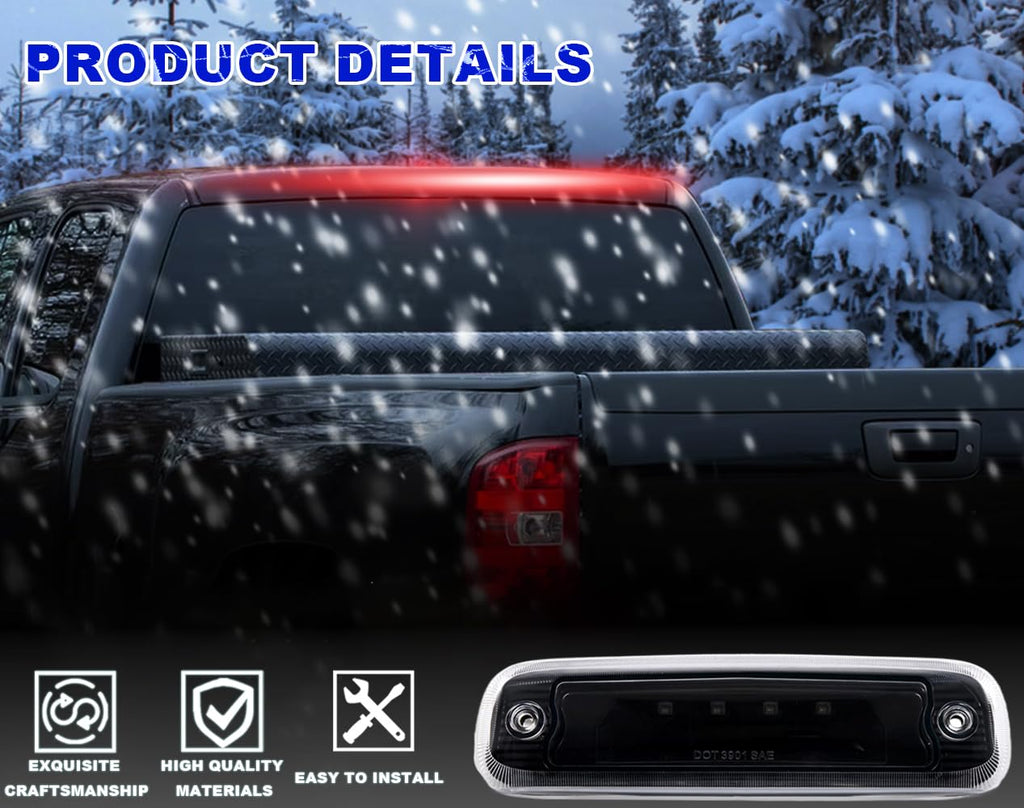 PIT66 LED 3rd Brake Light, Compatible with 97-01 Jeep Cherokee Rear Roof Tail Cargo Lamps Clear Lens Black Housing