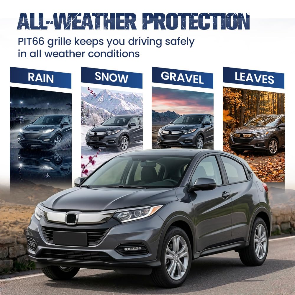 PIT66 Front Upper Grille with Emblem Hood Fit 2019-2020 Honda HR-V