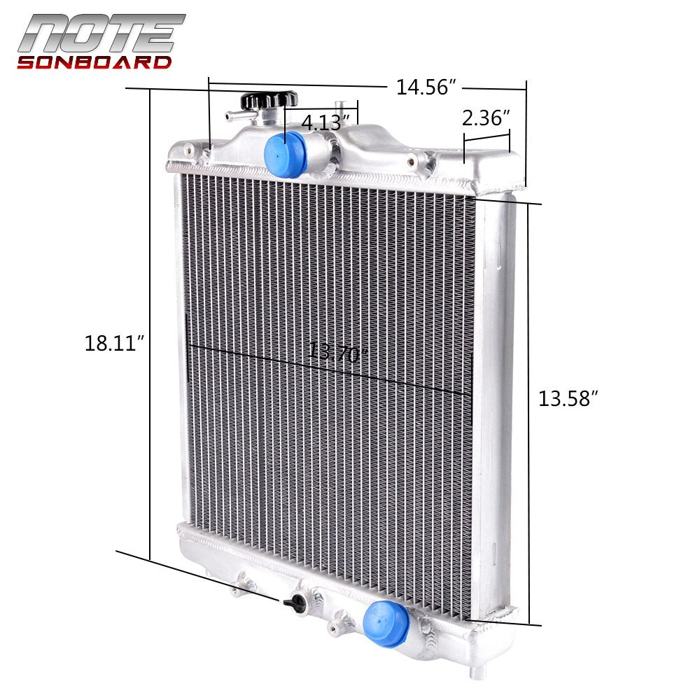 PIT66 2 ROW 42mm Aluminum Radiator, Compatible with 92-00 Honda Civic B16A B18C Type R (In/Out 32mm)