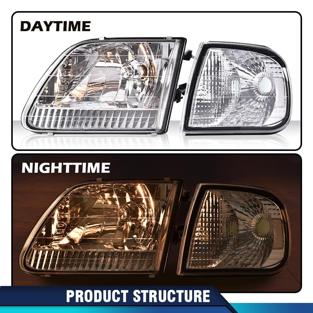 PIT66 Headlights Assembly Fit 1997-2003 Ford F150, 04 F150 Heritage