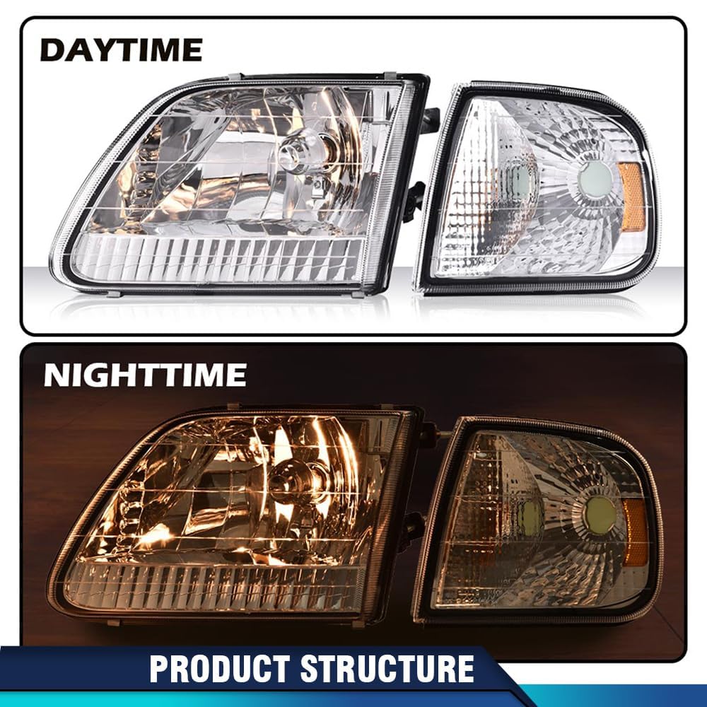 PIT66 Headlights Assembly Fit 1997-2003 Ford F150, 04 F150 Heritage