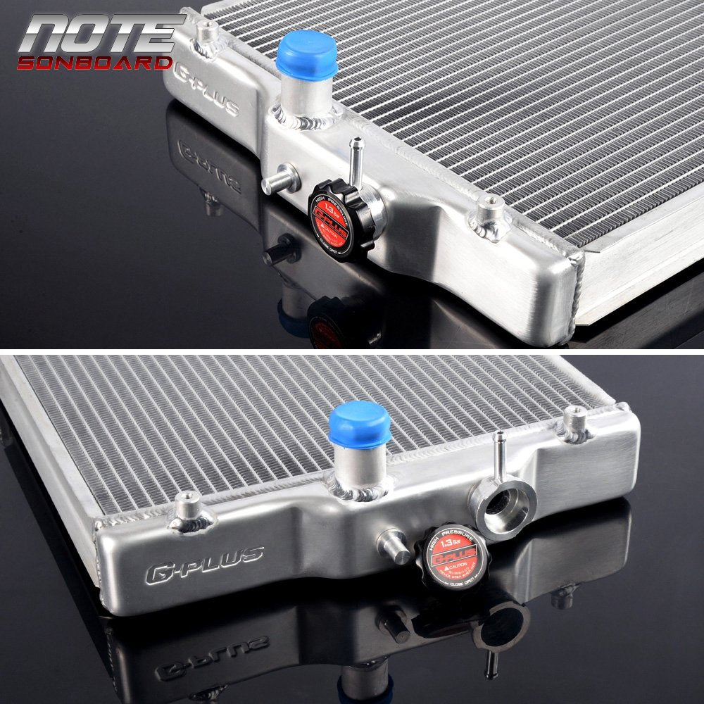 PIT66 2 ROW 42mm Aluminum Radiator, Compatible with 92-00 Honda Civic B16A B18C Type R (In/Out 32mm)